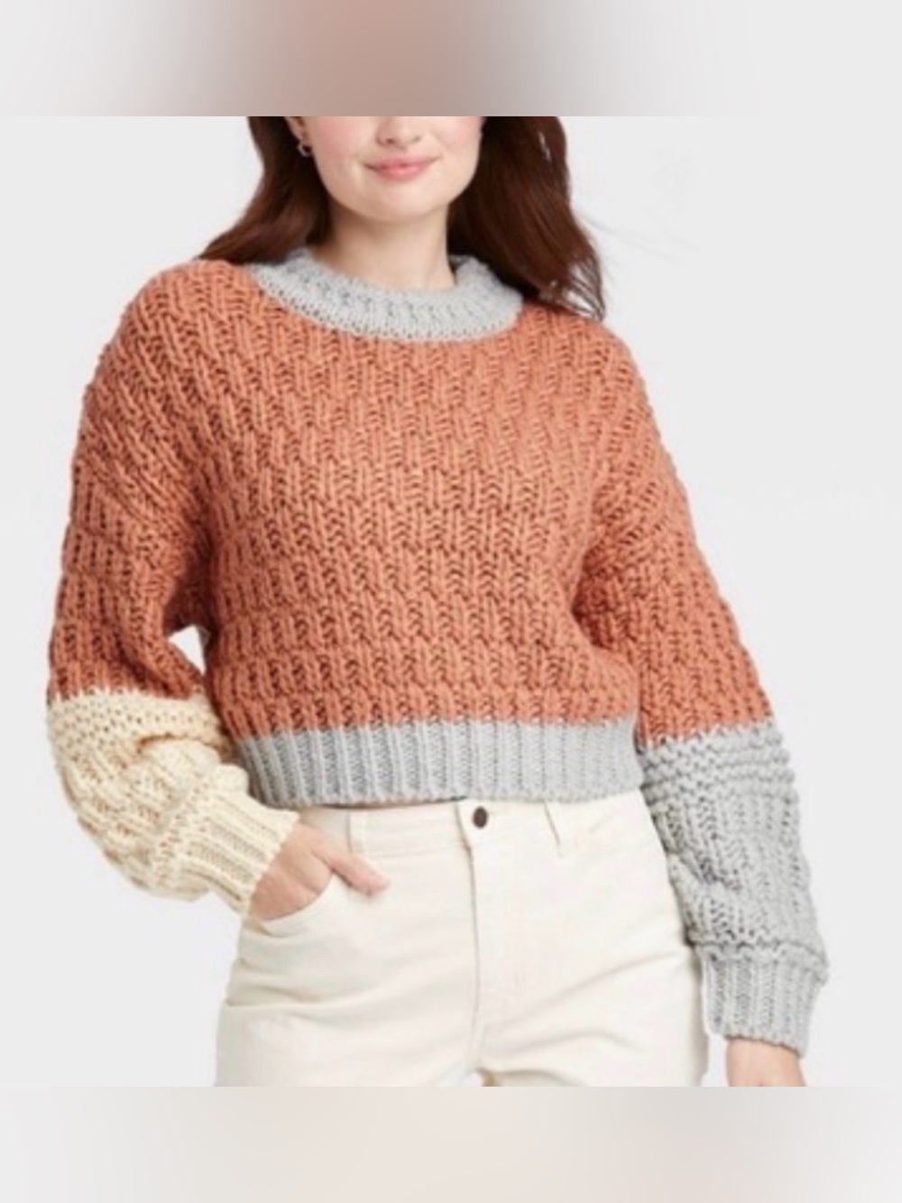 Universal Thread🍁Chunky Colorblock Crew Sweater